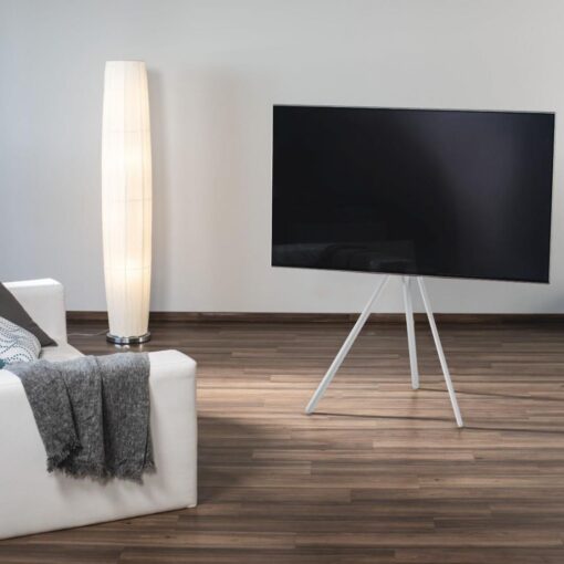 TV Floor Stand Easel, for Screen Size 37-75" Max Load 40kg, Fixed Design Bracket Tripod with Cable Management - White