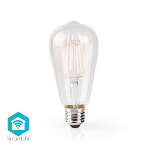 NEDIS WiFi Smart LED Dimmable Filament E27 Bulb, ST64, 5W, 500lm, Voice Control via Alexa or Google Home, IFTTT, Plug & Play, No H...