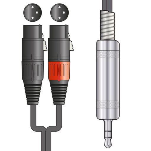 1m 3.5mm Stereo Jack to 2 XLR Male Lead (Phone/Tablet to Mixer)