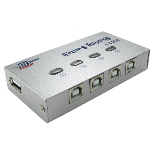 USB 2.0 Mini Manual Share Switch - 4 Way Port Splitter 1 Printer Device to 4 PCs