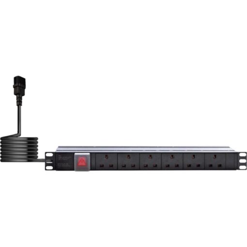 6-Way Horizontal IEC C13 Surge Protected Switched PDU 19-Inch 1U Power Distribution Unit 2m