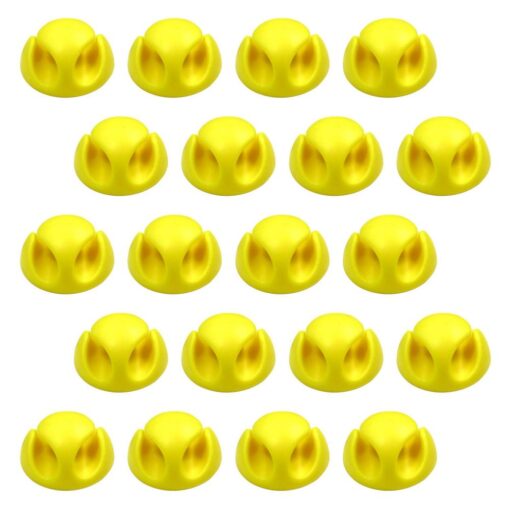 20 Pack Double Cable Desk Tidy Clips, Self Adhesive Cord Holder Clips for USB Power Wire PC Office Home, Yellow