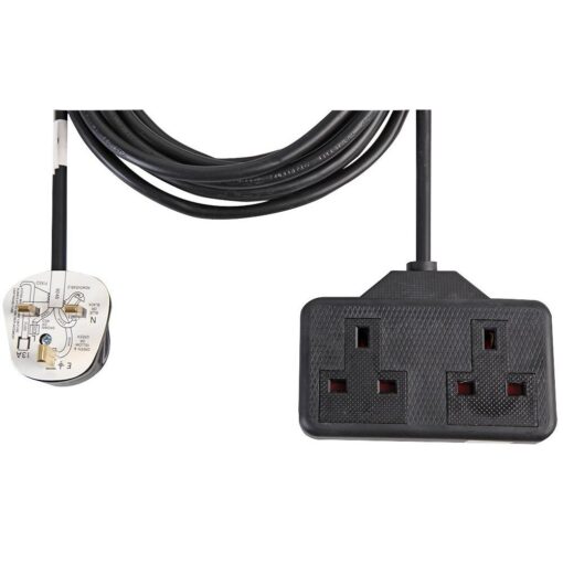 Ex-Pro 2 Gang Way 10m Metre 13A Mains Power Garden/Outdoors Extension Socket Lead Cable Black