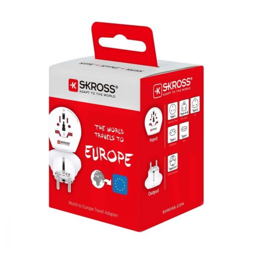 SKROSS Travel Adapter World-to-Europe Earthed