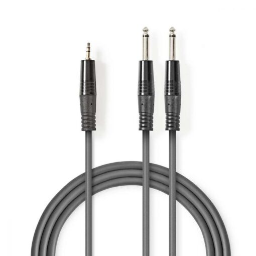 Stereo Audio Cable | 2x 6.35 mm Male - 3.5 mm Male | 3.0 m | Grey