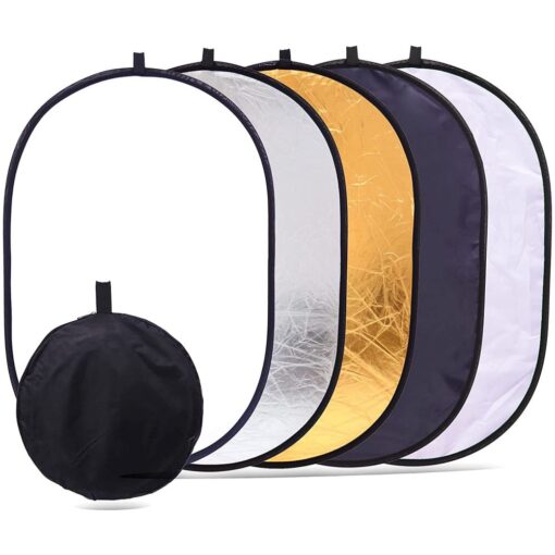 5 in 1 Portable Reflector Diffuser 39" x  59" (100cm x 150cm) Multi Camera Lighting with Carrying Case for Photo Studio