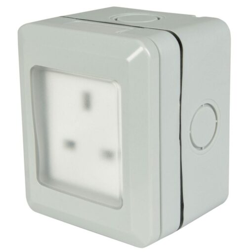 Weatherproof 1 Gang Outdoor IP55 External Socket Unswitched Garden Outside Use
