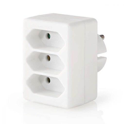 Euro Plug Socket Schuko CEE 7/17 Power Mains Socket Splitter 3 Way CEE 7/16 White