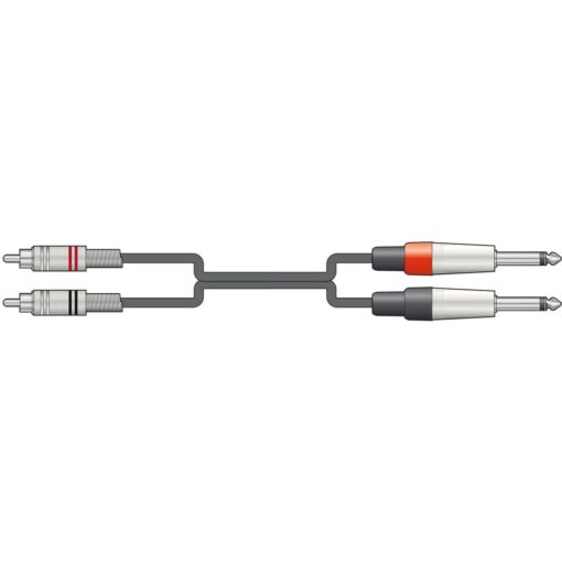 1.5m Chord Audio Lead 2 x 6.35mm 1/4" Mono Jacks to 2 x RCA Phono Male