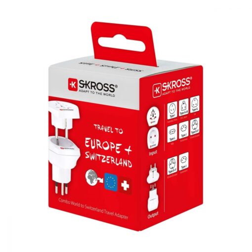 SKROSS Travel Adapter World-to-Switzerland and EU Earthed