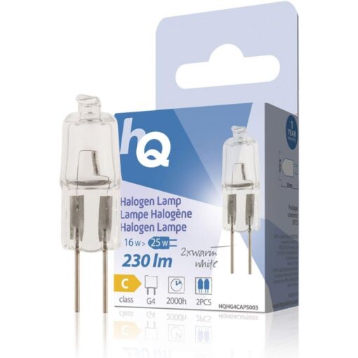HQ G4 Halogen Pin Base Bulb, G4, 16 W, 230 Lumen, 2800K Warm White - Pack of 2