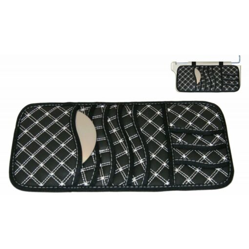 Ex-Pro Car CD Storage Sun Visor, with card holder - for 5 CDs [Black & White]